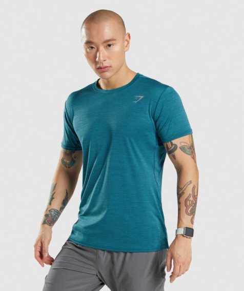 Men's Gymshark Speed T-Shirts Turquoise | CA 10683D